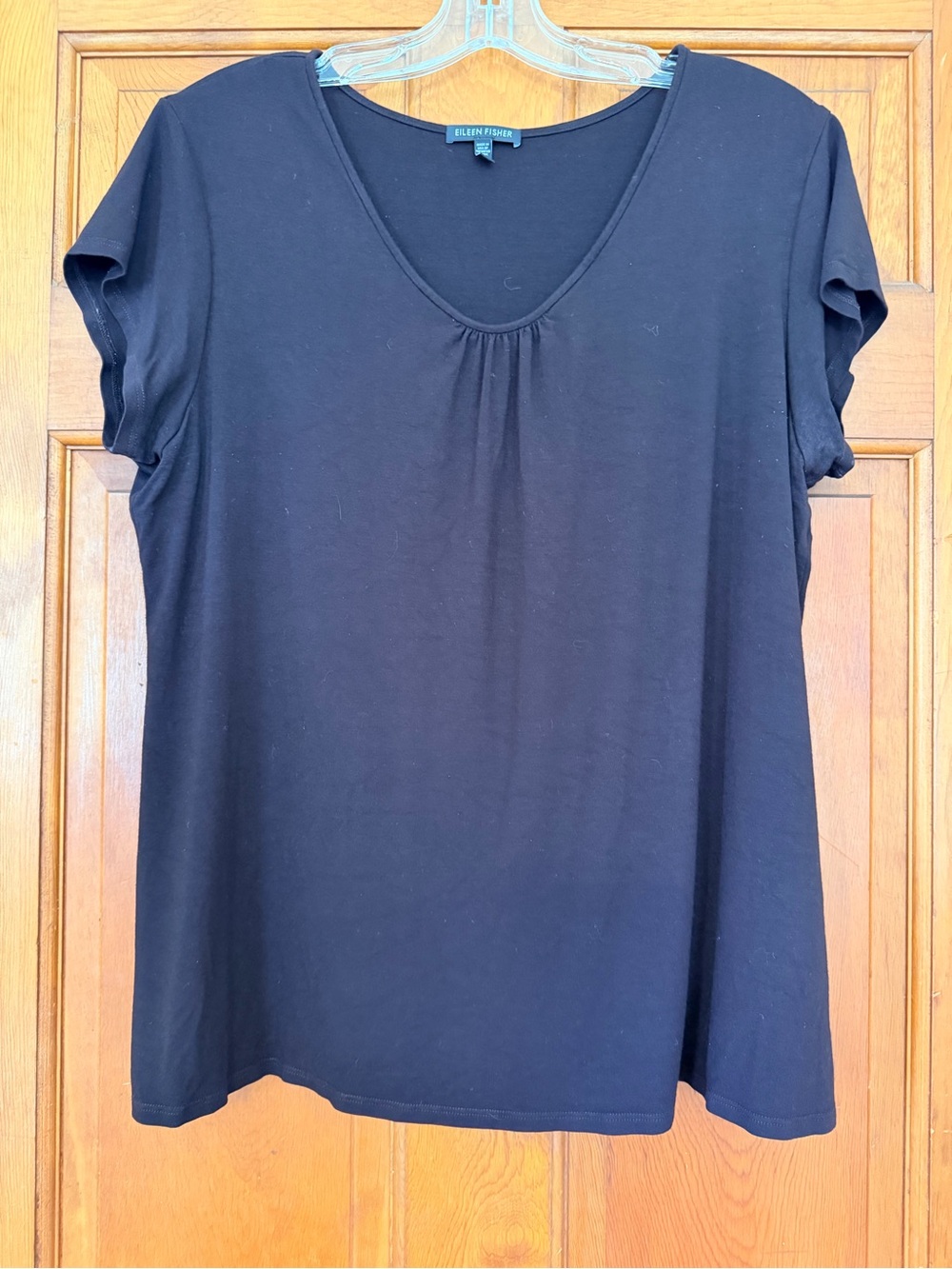 Eileen Fisher Deep Burgundy/Brown Scoop Neck Short Sleeve Tee